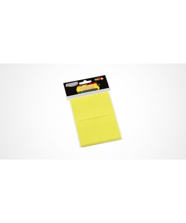 Bloco adesivo 38x51mm amarelo neon 04 blocos com 100fl - BRW